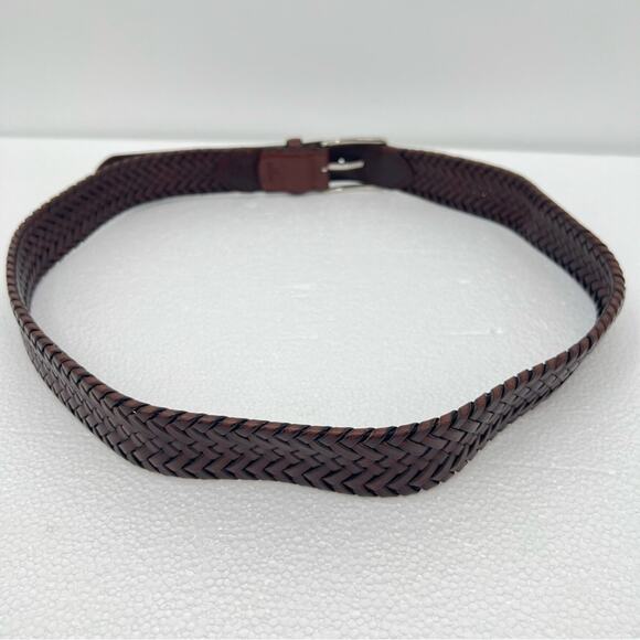 Men's belt 42 brown woven leather - Picture 5 of 9